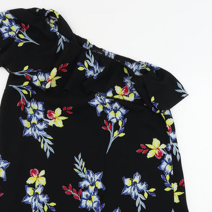 New Look  Womens Black Floral  A-Line  Size 12