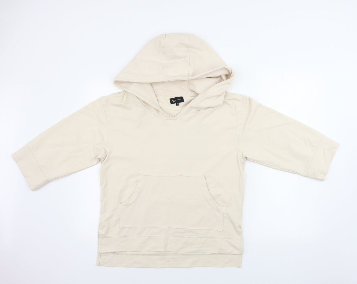 Additional front view of yfl women’s beige pullover hoodie, size S
