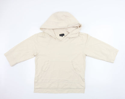 Additional front view of yfl women’s beige pullover hoodie, size S