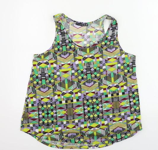 Atmosphere  Womens Green Geometric  Basic Tank Size 12