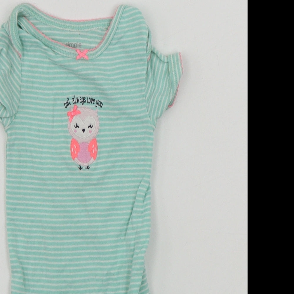 simple joys  Girls Blue Striped  Babygrow One-Piece Size 12 Months