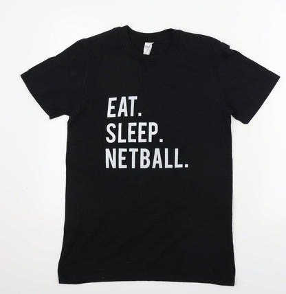 Womens UK Size S Gildan Black Basic T-Shirt