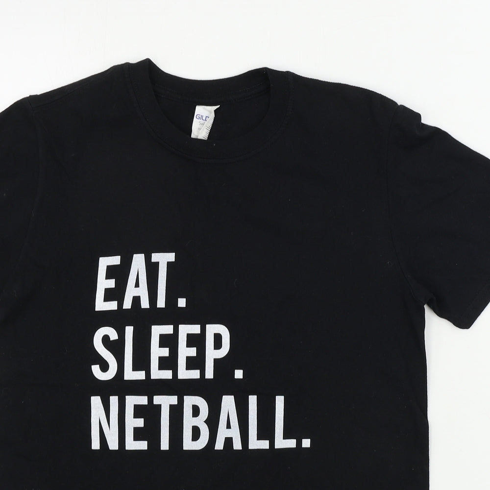 Womens UK Size S Gildan Black Basic T-Shirt
