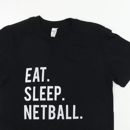 Womens UK Size S Gildan Black Basic T-Shirt