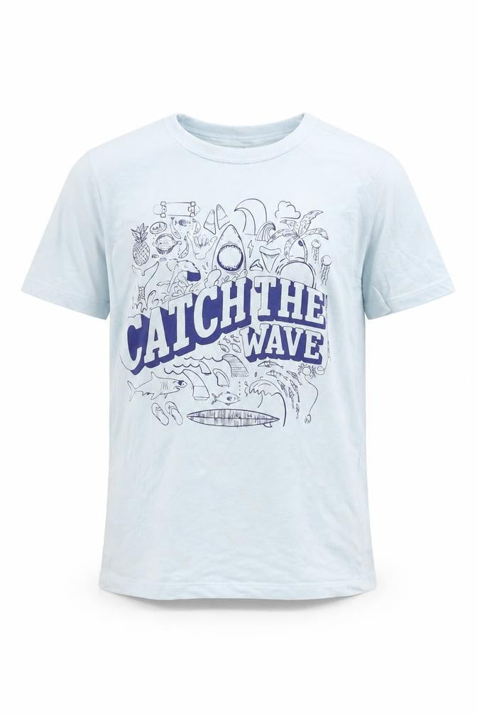 Front view of Gap boys’ blue basic t-shirt, size S