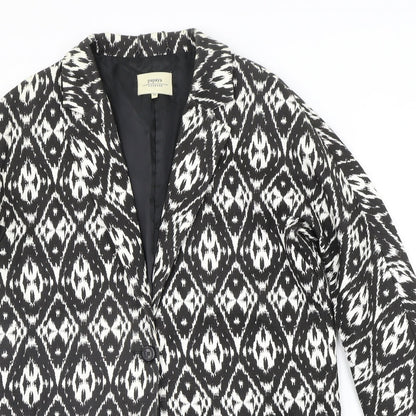 Papaya Womens Black Geometric  Jacket Suit Jacket Size 12