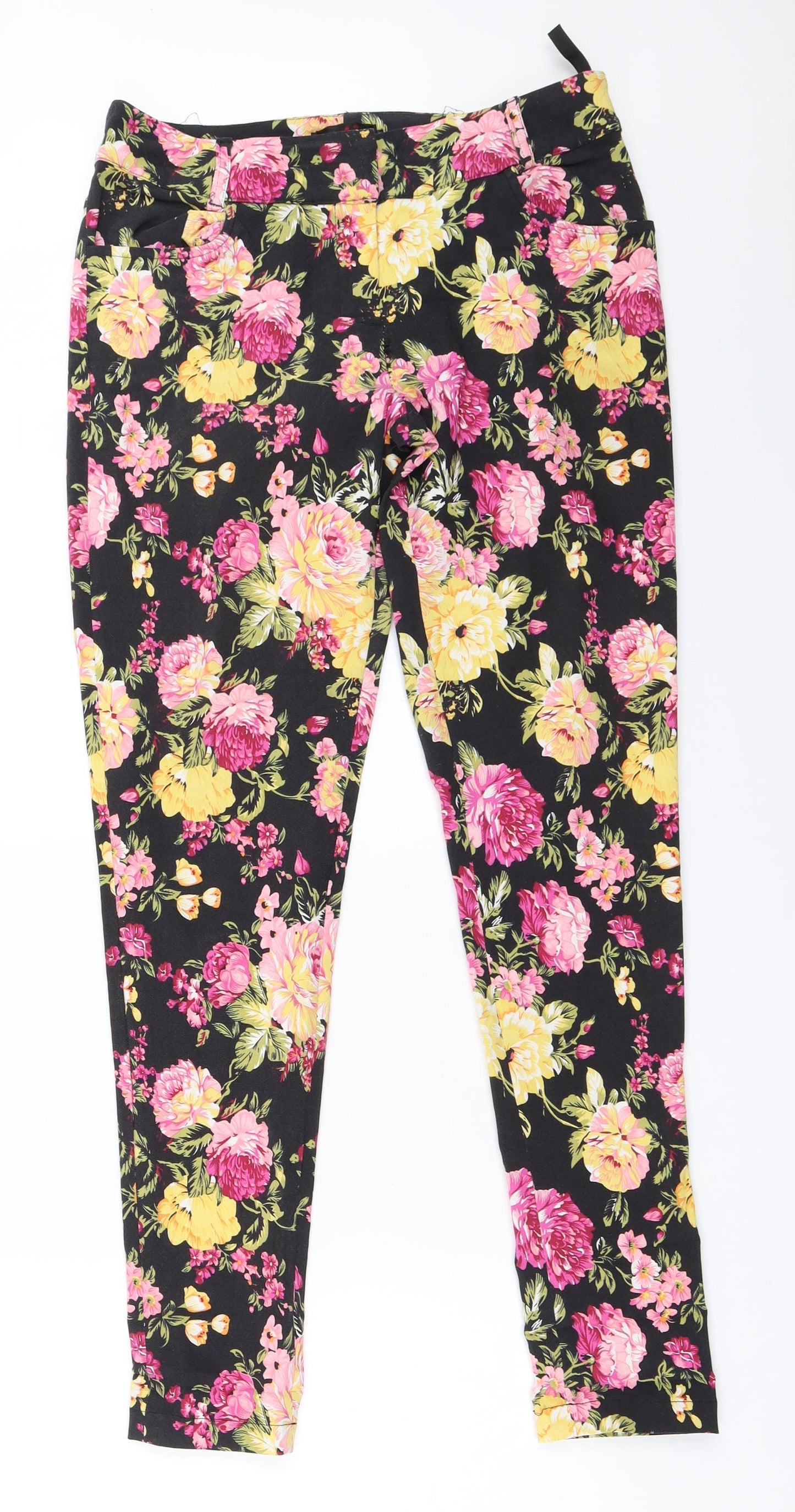 Womens UK Size 40 Preworn Regular Fit Capri Black Trousers
