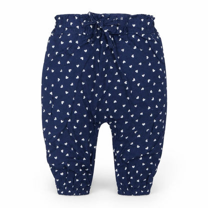 Front view of Pep&Co girls’ blue capri trousers, size 6-9, months