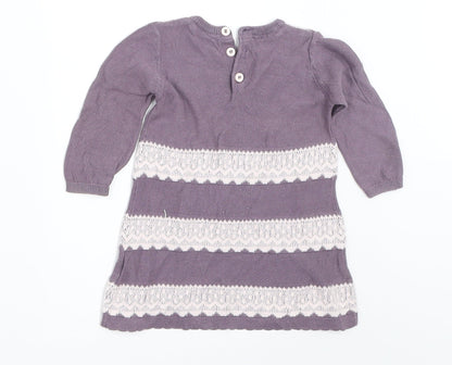 Marks and Spencer Girls Purple   Jumper Dress  Size 0-3 Months
