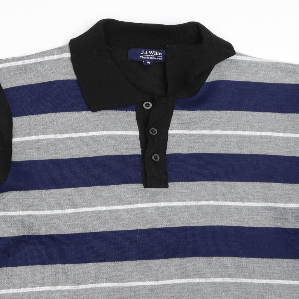 J.J.Willis Mens Blue Striped  Pullover Jumper Size M