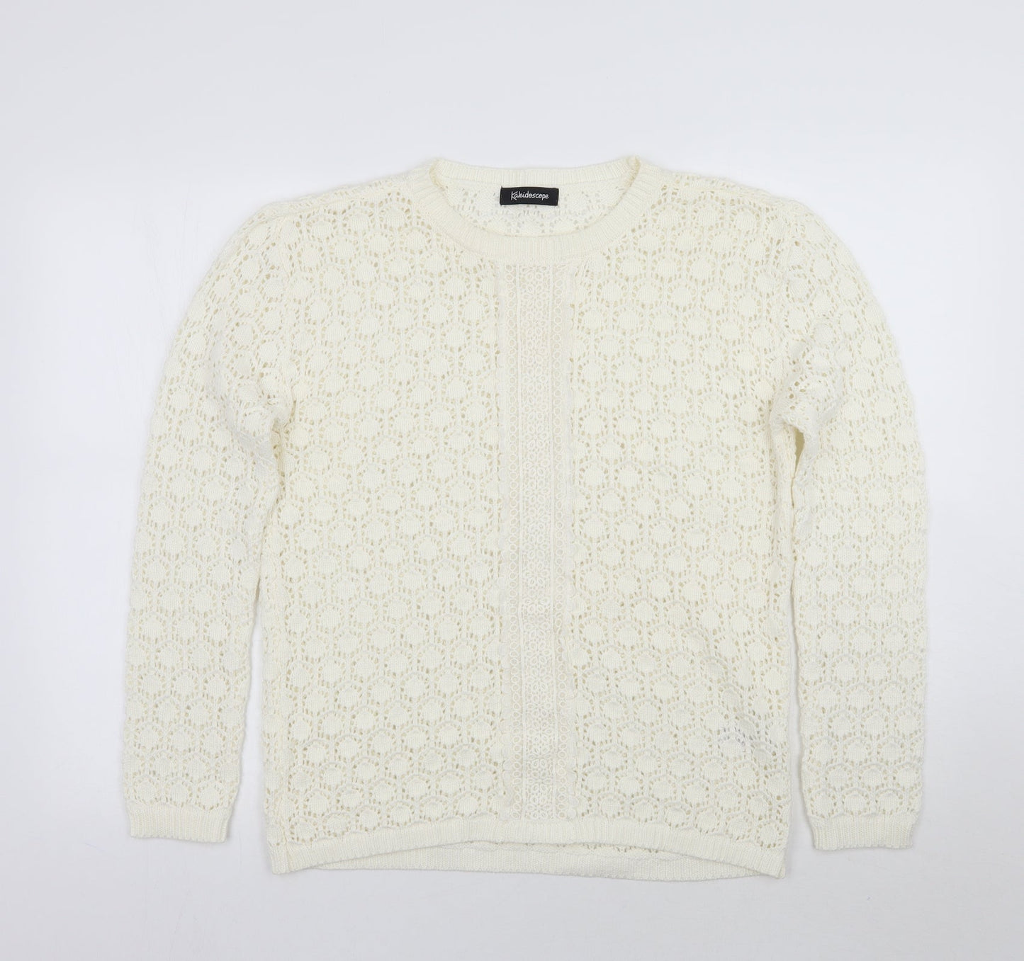 Kaliedoscope Womens White Floral  Pullover Jumper Size 12