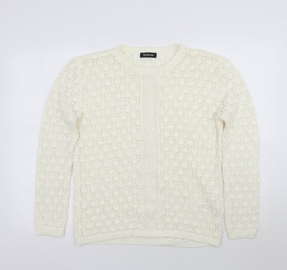 Kaliedoscope Womens White Floral  Pullover Jumper Size 12