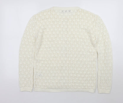Kaliedoscope Womens White Floral  Pullover Jumper Size 12