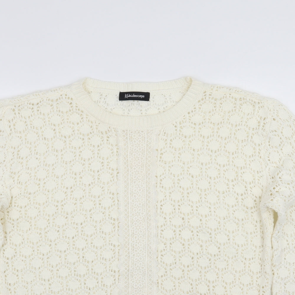 Kaliedoscope Womens White Floral  Pullover Jumper Size 12