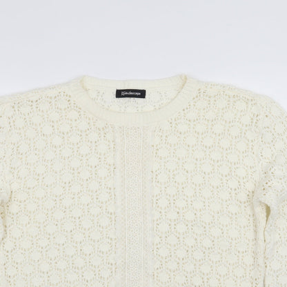 Kaliedoscope Womens White Floral  Pullover Jumper Size 12