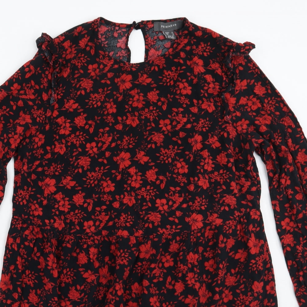 Primark Womens Red Floral  A-Line  Size 12
