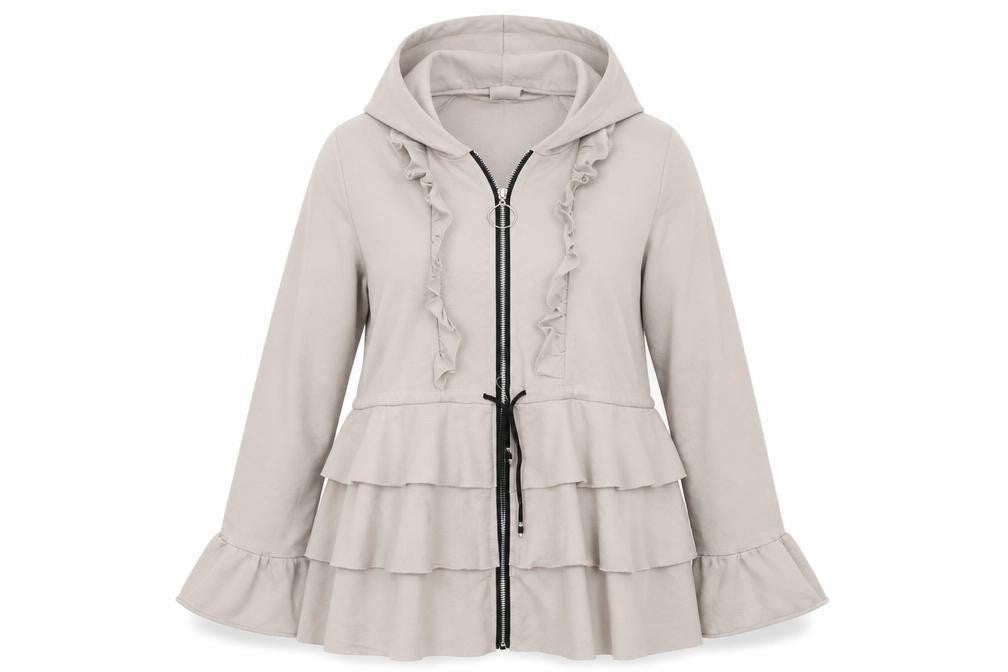 Front view of Preworn women’s beige jacket coat one size