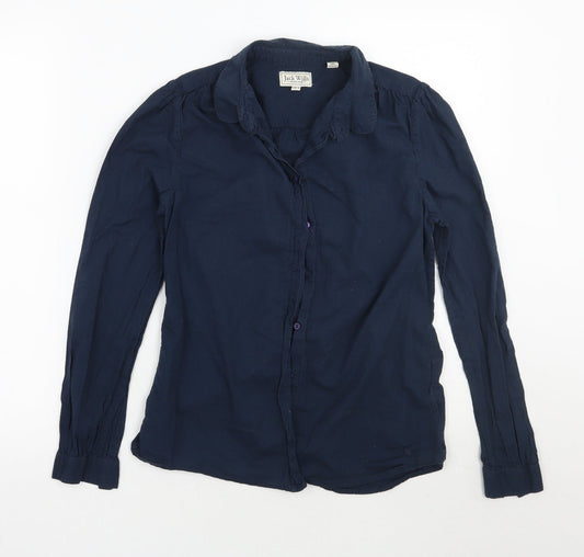Womens UK Size 8 Jack Wills Blue Basic Button-Up