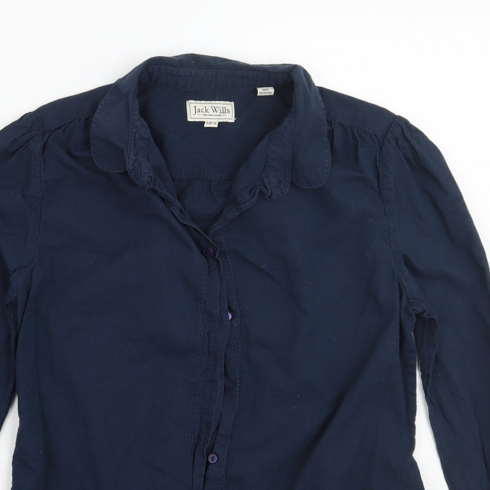 Womens UK Size 8 Jack Wills Blue Basic Button-Up