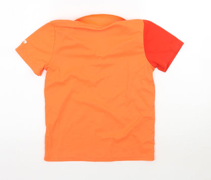 DECATHLON Boys Orange Striped  Basic Polo Size 12 Years