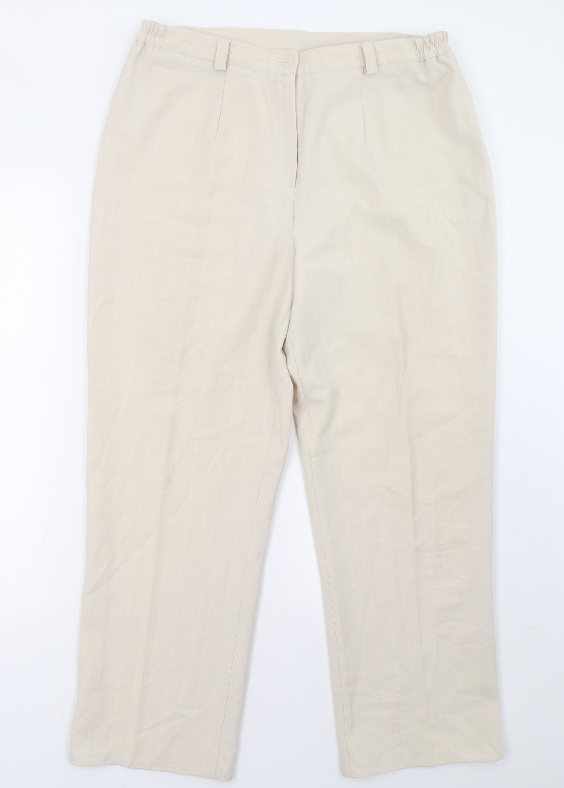Womens UK Size 14 Preworn Regular Fit  Beige Trousers