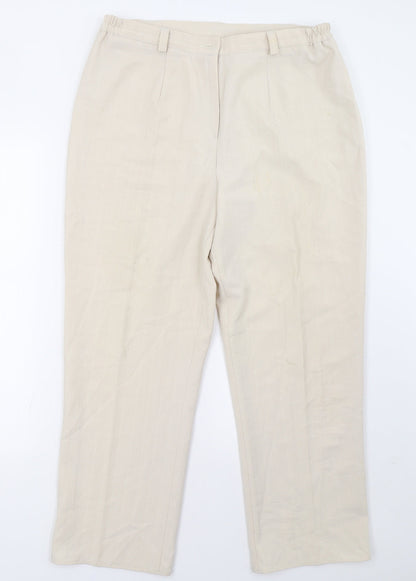 Womens UK Size 14 Preworn Regular Fit  Beige Trousers