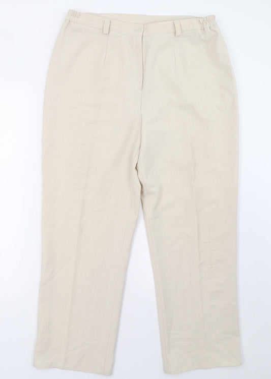 Womens UK Size 14 Preworn Regular Fit  Beige Trousers