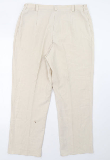 Womens UK Size 14 Preworn Regular Fit  Beige Trousers