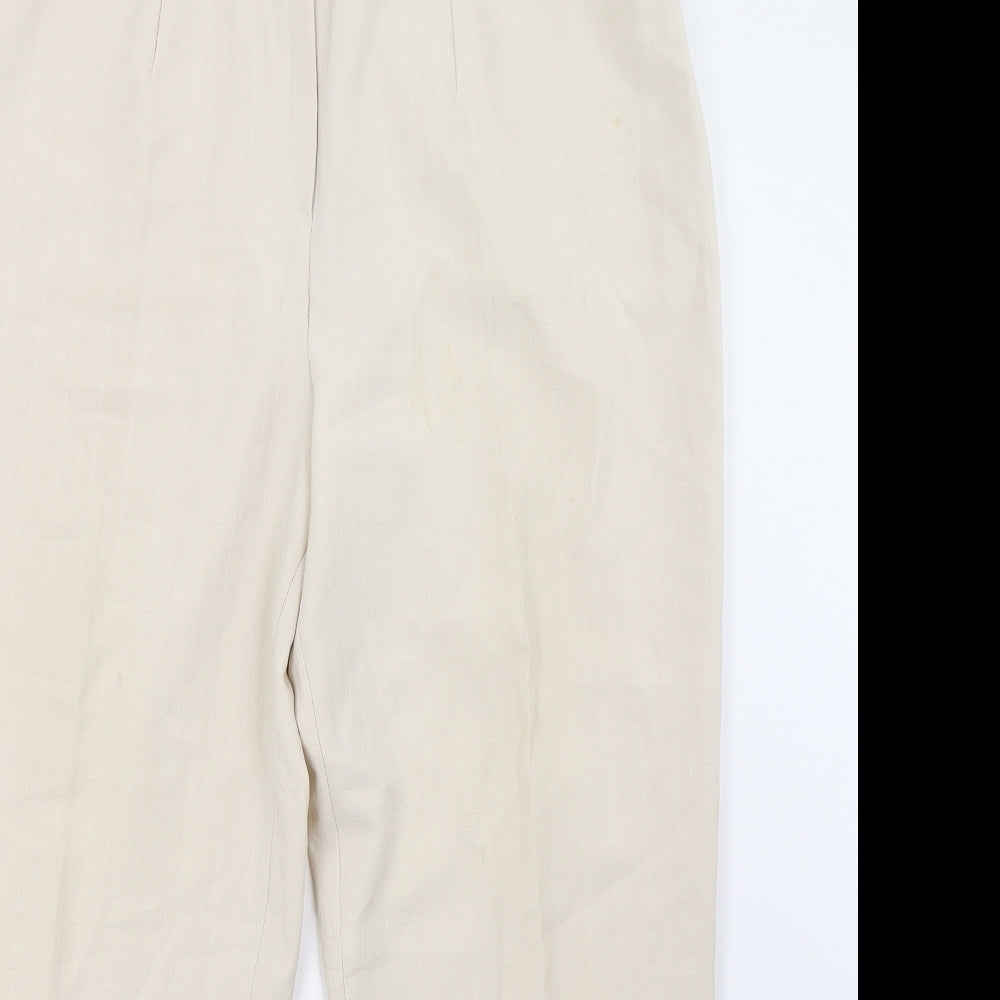 Womens UK Size 14 Preworn Regular Fit  Beige Trousers