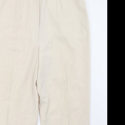 Womens UK Size 14 Preworn Regular Fit  Beige Trousers