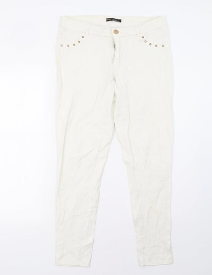 Womens UK Size 12 Clockhouse Regular Fit  White Trousers