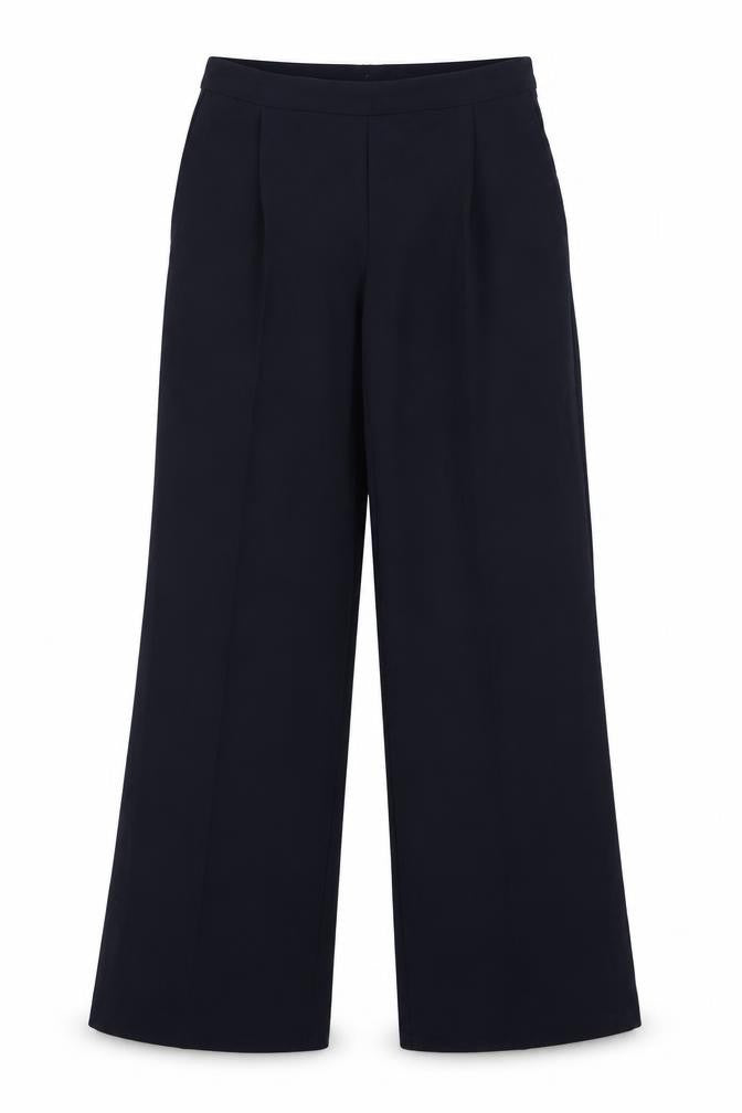 Front view of Preworn women’s blue trousers, size UK 10, 32-inch leg