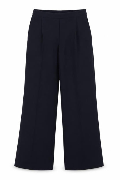 Front view of Preworn women’s blue trousers, size UK 10, 32-inch leg