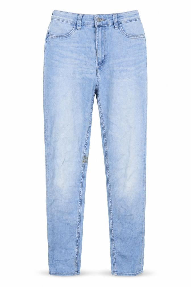 Front view of H&M women’s blue skinny jeans, size UK 10, 31-inch leg