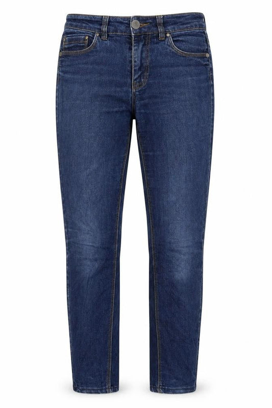 Front view of Only women’s blue straight jeans, size UK 8, 28-inch leg