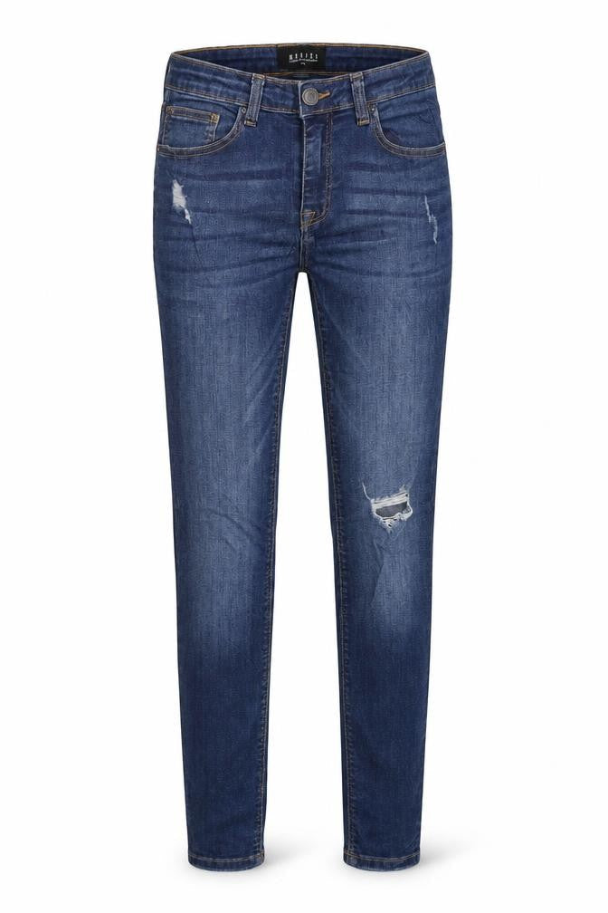 Front view of mohito women’s blue skinny jeans, size UK 8, 30-inch leg