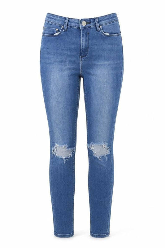 Front view of ASOS women’s blue skinny jeans, size UK 26, 32-inch leg