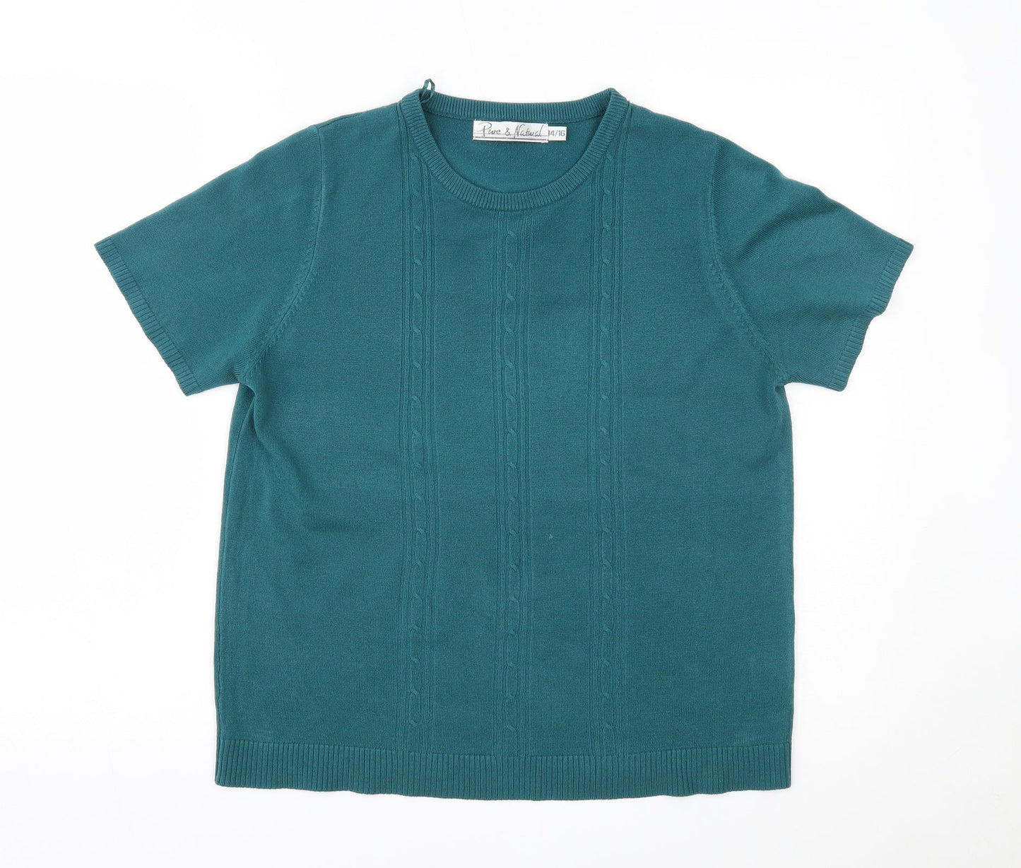 Womens UK Size 14 pure & natural Green Basic Blouse