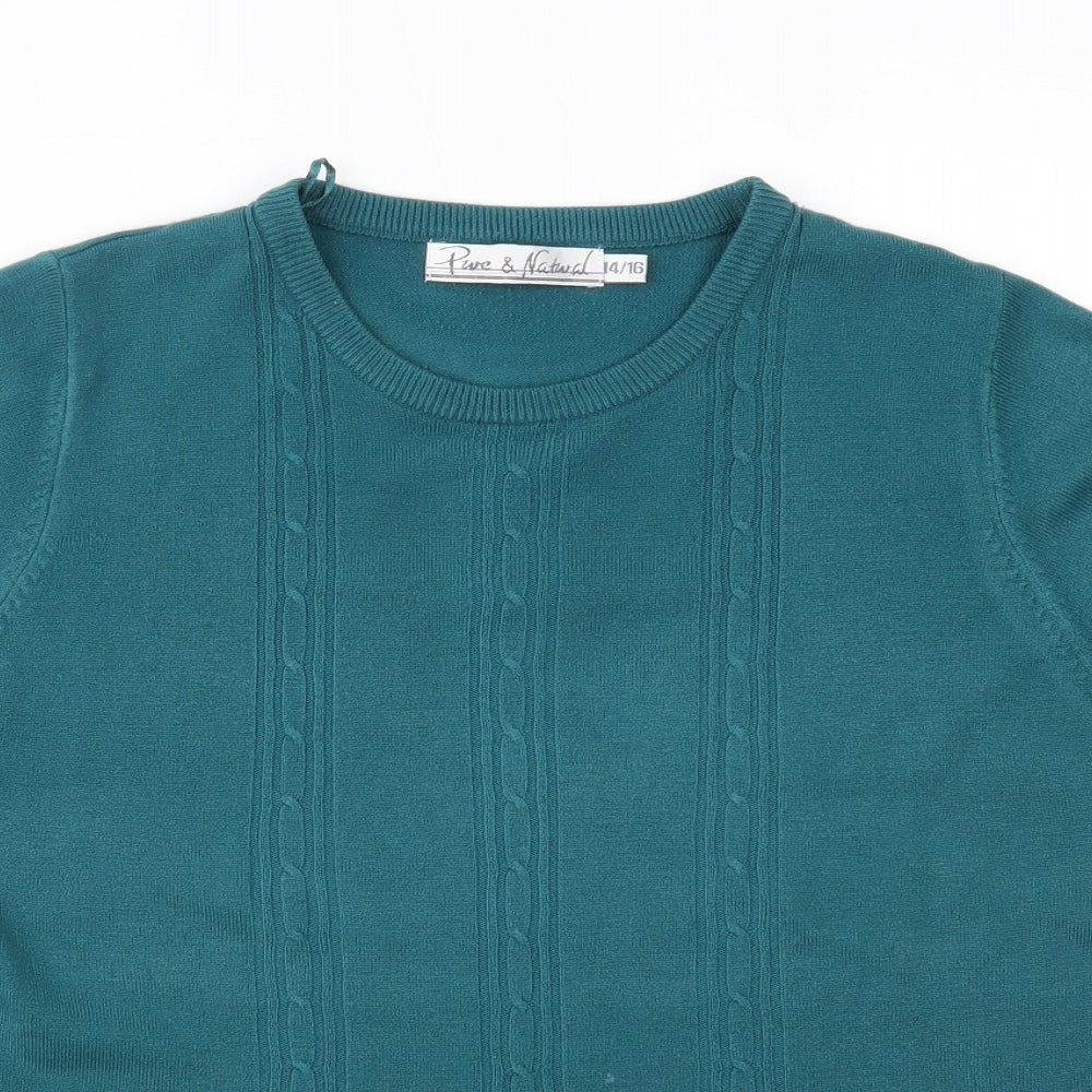 Womens UK Size 14 pure & natural Green Basic Blouse