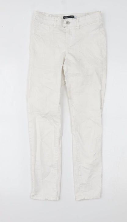 Womens UK Size 8 SINSAY Regular Fit Cropped White Jeans