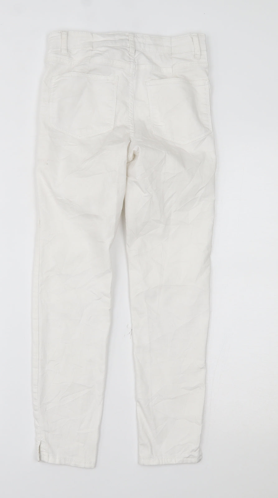 Womens UK Size 8 SINSAY Regular Fit Cropped White Jeans