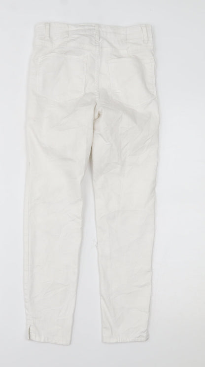 Womens UK Size 8 SINSAY Regular Fit Cropped White Jeans