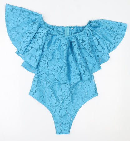 Womens UK Size S Preworn One-Piece Blue Bodysuit