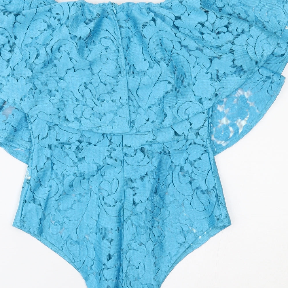 Womens UK Size S Preworn One-Piece Blue Bodysuit