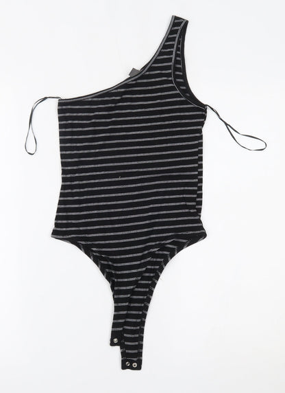 Primark Womens Black Striped  Bodysuit One-Piece Size S