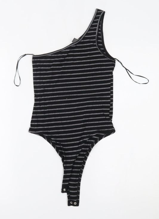 Primark Womens Black Striped  Bodysuit One-Piece Size S