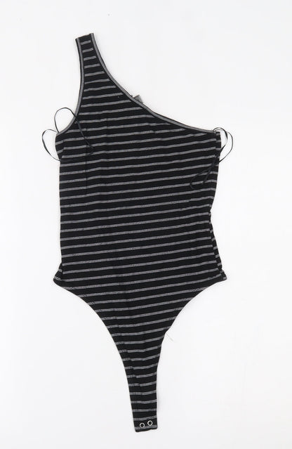 Primark Womens Black Striped  Bodysuit One-Piece Size S