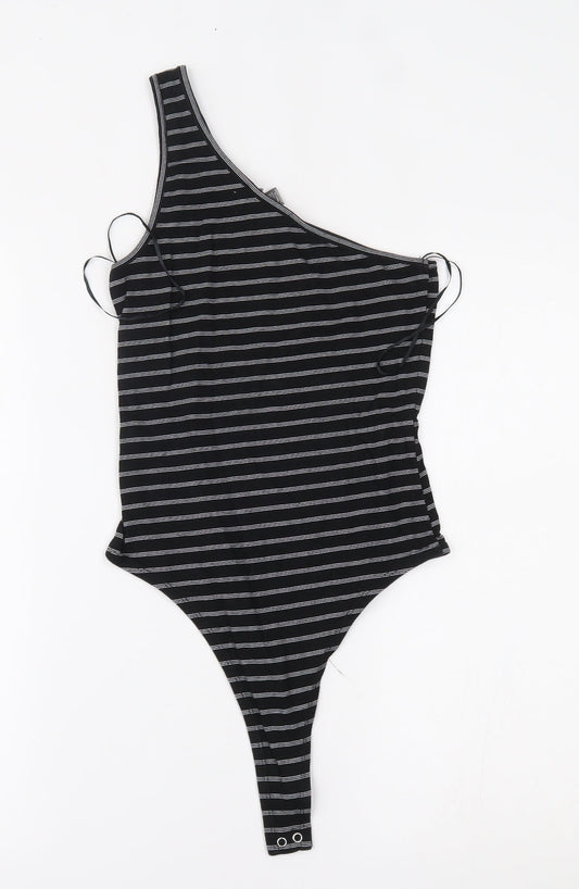 Primark Womens Black Striped  Bodysuit One-Piece Size S