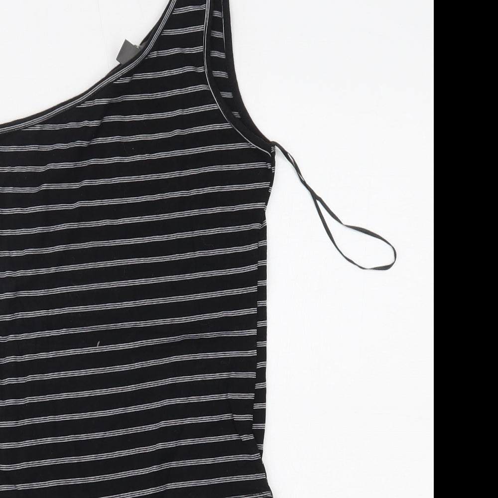 Primark Womens Black Striped  Bodysuit One-Piece Size S