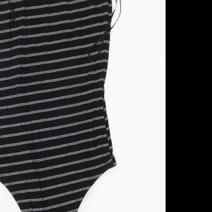 Primark Womens Black Striped  Bodysuit One-Piece Size S